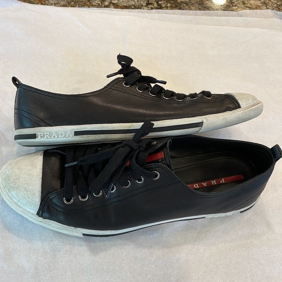 Prada black with white trim sneakers - Picture 4 of 6